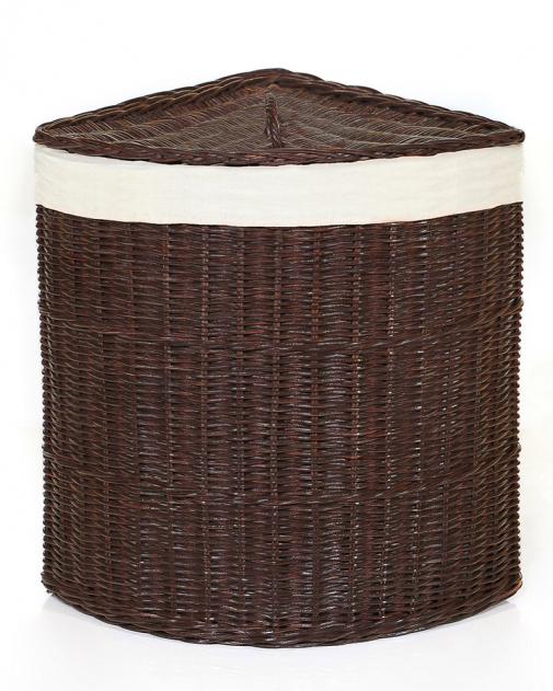 Корзина для белья плетеная из натурального ротанга Маффин Конер угловая (цвет: шоколад)