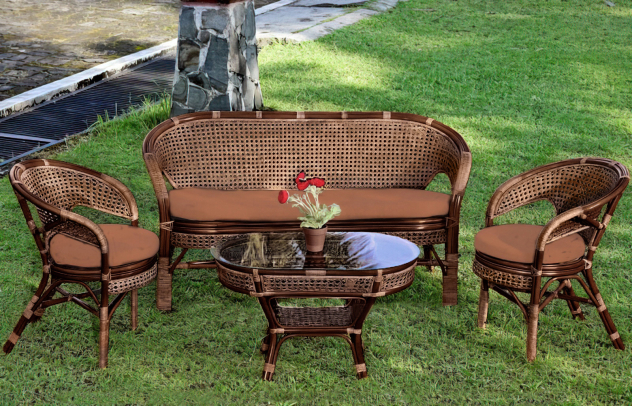Комплект мебели из натурального ротанга с трёхместным диваном Пеланги Трио (Pelangi Trio) (цвет: шоколад)