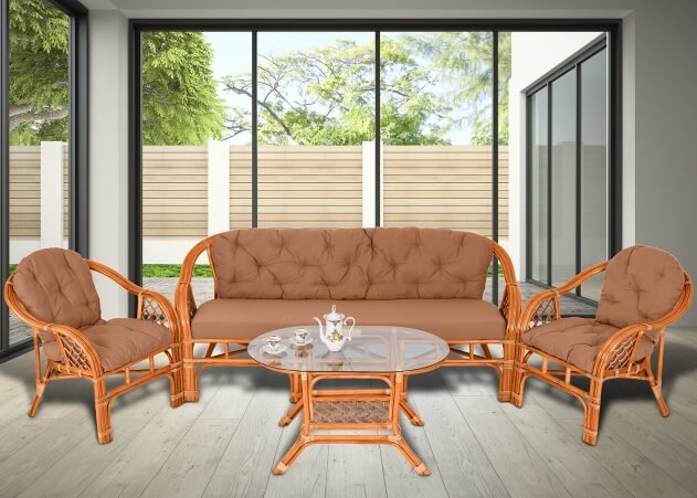 Комплект мебели для гостиной из натурального ротанга Маркос Трес (Marcos Tres) (цвет: коньяк)