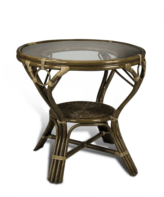 Стол обеденный из натурального ротанга Ява Викер диаметр 83 см 02/09A (цвет: орех)