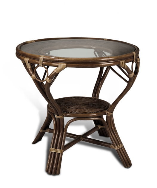 Стол обеденный из натурального ротанга Ява Викер диаметр 83 см 02/09A (цвет: шоколад)