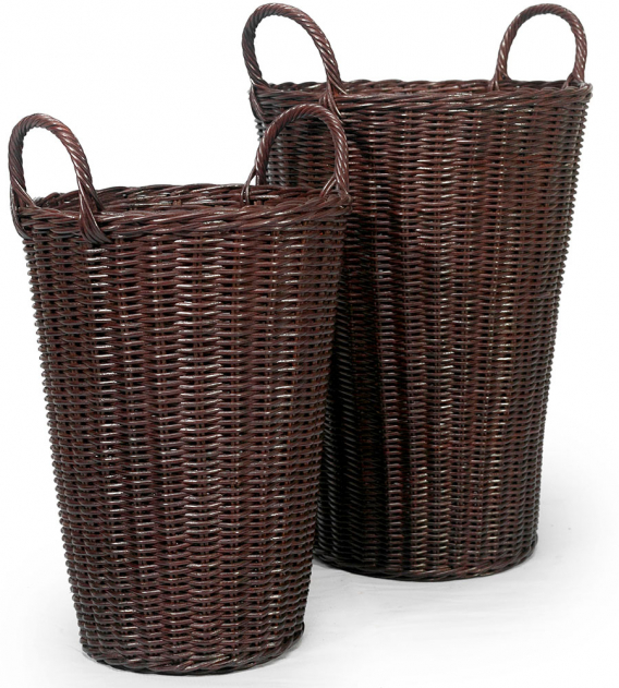 Набор из двух корзин для белья плетеных из натурального ротанга Маффин Сет-2 (цвет: шоколад)