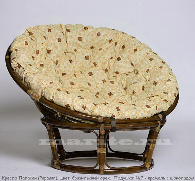 Кресло-качалка из натурального ротанга ПАПАСАН ВРАЩАЮЩИЙСЯ (цвет: коньяк, черри, орех, шоколад) - вид 3 миниатюра