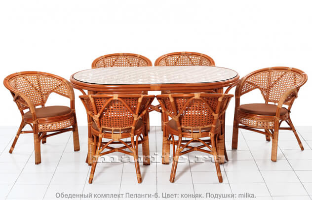 Стол обеденный Ява-Овал (160х91см) из натурального ротанга (цвет: коньяк, орех, шоколад) - вид 4 миниатюра