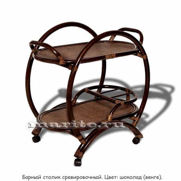Барный столик сервировочный на колёсах (цвет: шоколад) - вид 1 миниатюра