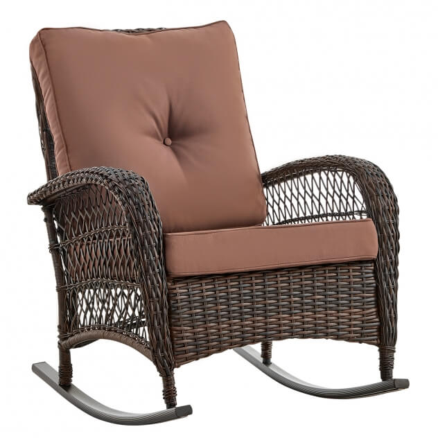 Кресло-качалка из искусственного ротанга Порто (Porto) (цвет: кофе) (подушка: коричневая)