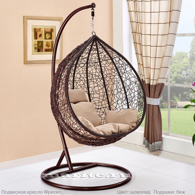 Подвесное кресло качели плетёное Фреско 95 х 110 (цвет: шоколад) - вид 13 миниатюра
