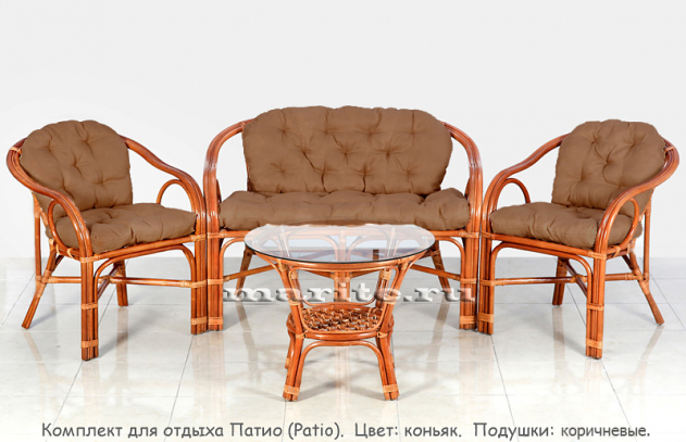 Комплект мебели из натурального ротанга Патио (Patio) (цвет: коньяк) - вид 1 миниатюра