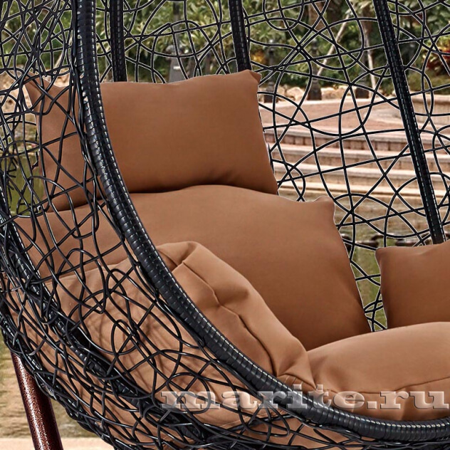 Подвесное кресло качели плетёное Винд ( цвет: чёрный) - вид 3 миниатюра