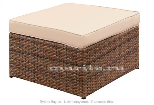 Комплект мебели из искусственного ротанга Лаунж-L (Lounge-L) (ротанг - капучино меланж, подушки - беж, серые) - вид 3 миниатюра