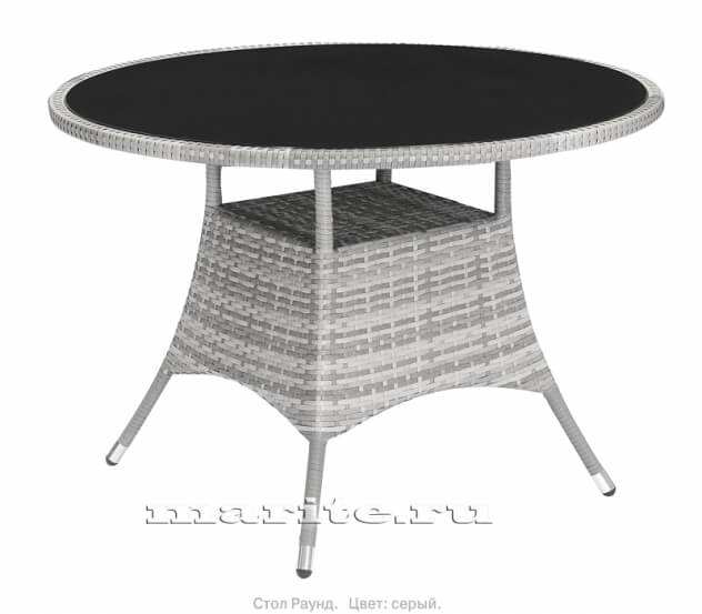 Обеденный комплект из искусственного ротанга Корсо-4 Раунд (Corso-4 Round) (цвет: серый) (подушки: серые) - вид 5 миниатюра