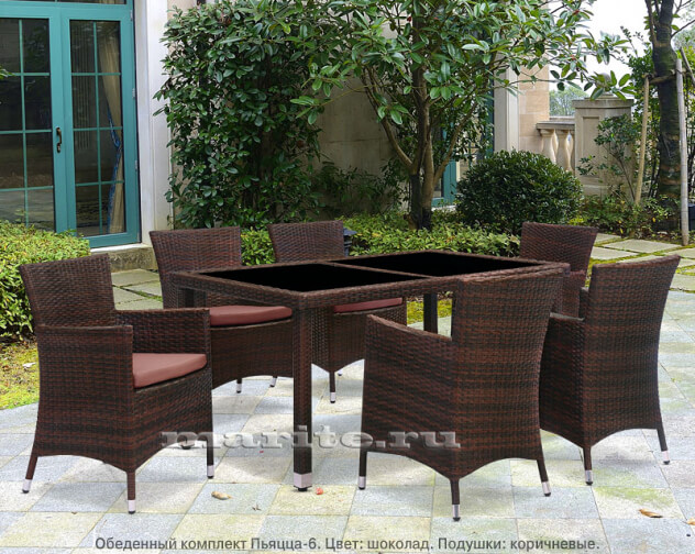 Кресло из искусственного ротанга Пьяцца (Piazza) (цвет: шоколад) (подушка: коричневая) - вид 3 миниатюра