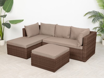 Комплект мебели из искусств. ротанга Гардини (Gardini) (цвет: коричневый меланж) (подушки: серые) Угол левый и правый!