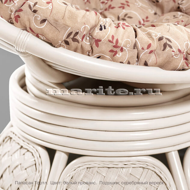 Кресло-качалка вращающееся из натурального ротанга Папасан Тортл (цвет: белый прованс) - вид 16 миниатюра