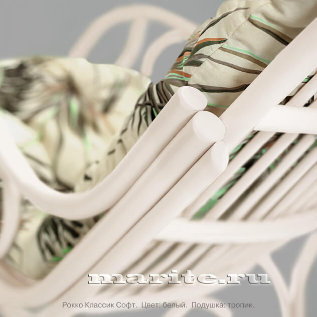 Кресло-качалка из натурального ротанга Рокко Классик Софт (цвет: белый прованс) - вид 10 миниатюра