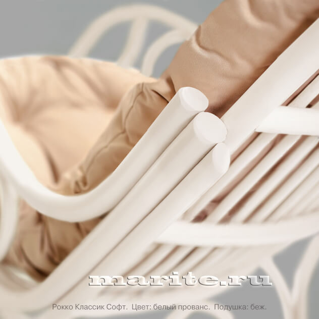Кресло-качалка из натурального ротанга Рокко Классик Софт (цвет: белый прованс) - вид 8 миниатюра