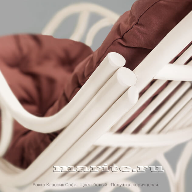 Кресло-качалка из натурального ротанга Рокко Классик Софт (цвет: белый прованс) - вид 9 миниатюра