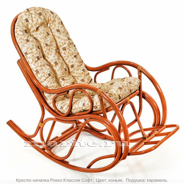 Кресло-качалка Рокко Классик Софт (цвет: коньяк) - вид 3 миниатюра