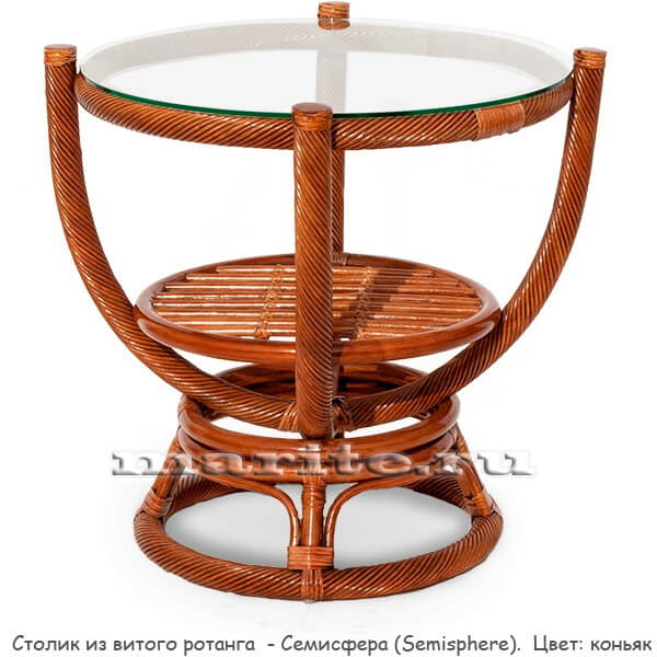 Кресло-качалка вращающееся из натур. ротанга - Роялти (Royalty) (цвет: коньяк, шоколад) - вид 2 миниатюра