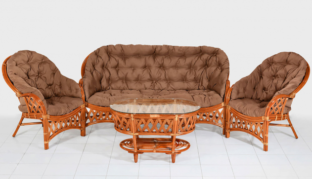 Комплект мебели для гостиной из натурального ротанга Копакабана Трио (Copacabana Trio) (цвет: коньяк)