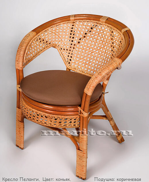 Комплект мебели из натур. ротанга с трёхмест. диваном Пеланги Трио (Pelangi Trio) (цвет: коньяк, черри, шокол.) - вид 1 миниатюра