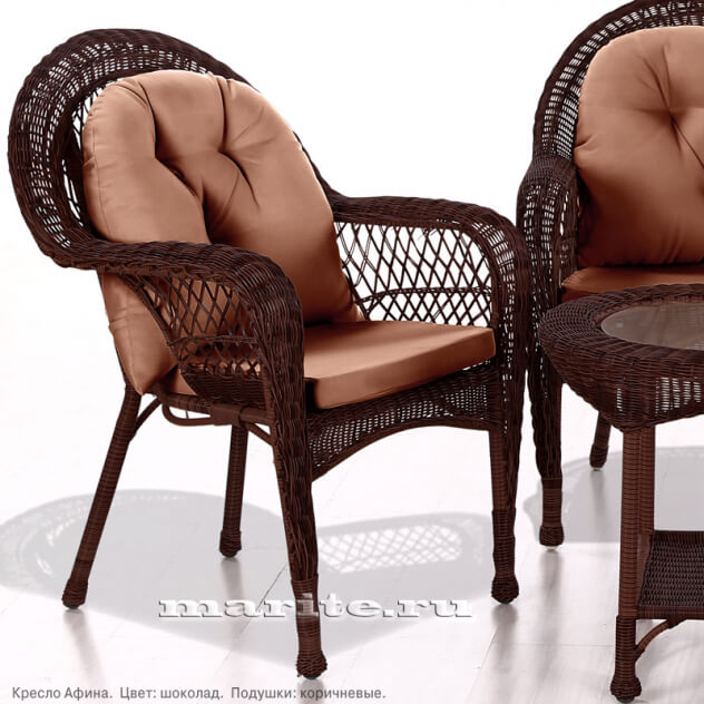 Комплект мебели из искусственного ротанга Афина (Afina) (цвет: шоколад; подушки: беж, серые, коричневые) - вид 1 миниатюра
