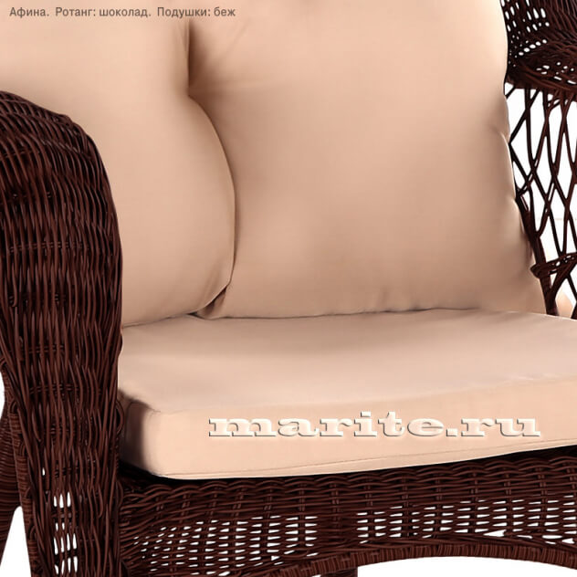 Комплект мебели из искусственного ротанга Афина (Afina) (цвет: шоколад; подушки: беж, серые, коричневые) - вид 2 миниатюра