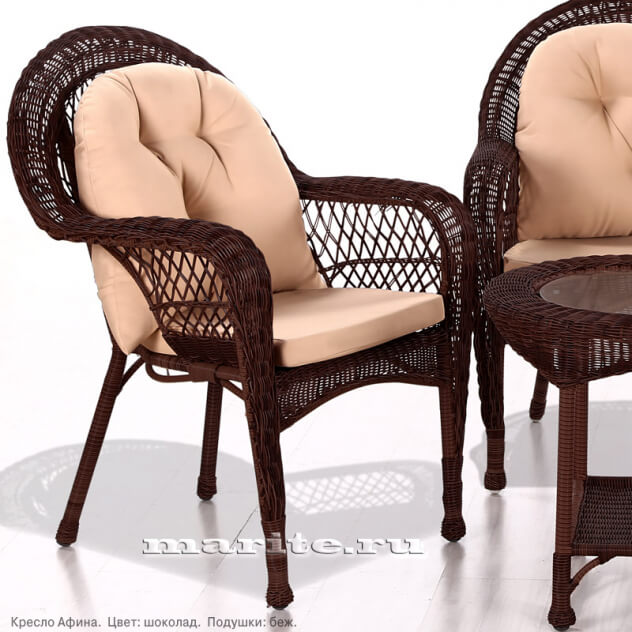 Комплект мебели из искусственного ротанга Афина (Afina) (цвет: шоколад; подушки: беж, серые, коричневые) - вид 4 миниатюра