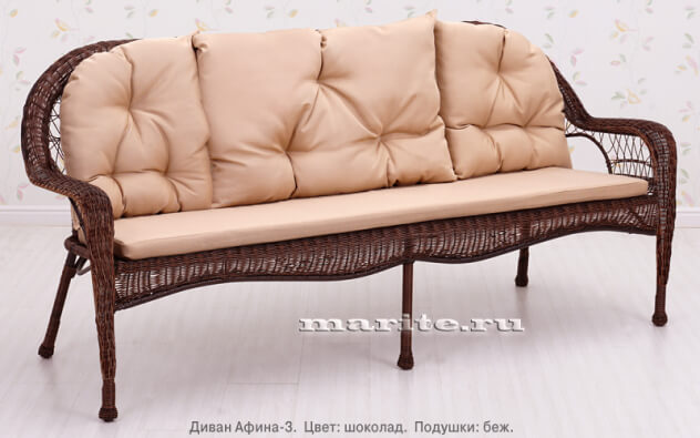 Комплект мебели из искусственного ротанга Афина (Afina) (цвет: шоколад; подушки: беж, серые, коричневые) - вид 7 миниатюра