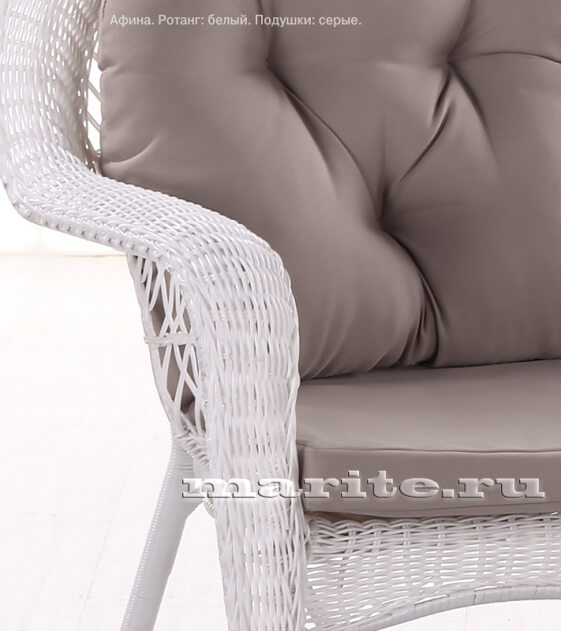 Комплект мебели из искусственного ротанга Афина-3 (Afina) (цвет: белый; подушки: беж, серые, коричневые) АКЦИЯ! - вид 6 миниатюра