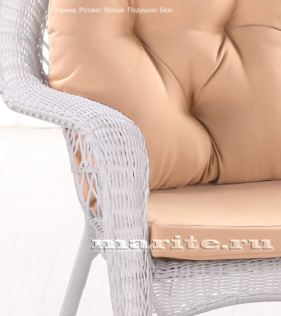 Комплект мебели из искусственного ротанга Афина-3 (Afina) (цвет: белый; подушки: беж, серые, коричневые) АКЦИЯ! - вид 8 миниатюра